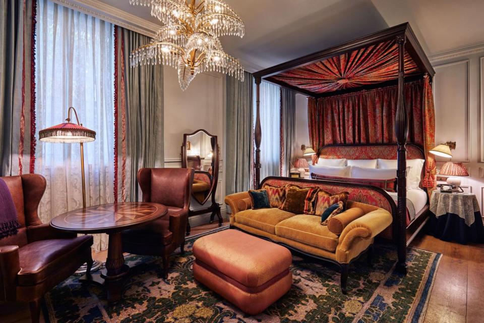 <p>Since opening in May 2017, The Ned - a beautifully restored former bank - has become a popular location for discerning travellers. Each of its rooms nod to 1920s glamour, ranging in sizes - from the well considered snug rooms to lavish heritage suites with decadent four-poster beds. The hotel and private members' club features many of the original features from its heritage site - including the basement lounge bar, which is housed inside the bank's original vault, with its 20-tonne door and 3,000 stainless steel security boxes. While the ground floor is open to the public for drinks and dining, hotel guests also get access to the private Ned's Club areas, including the rooftop, vault bar, pool, spa and gym facilities. The Ned was born from a collaboration with the London-based Soho House and New York's Sydell Group, and the interiors reflect this; the rooms are beautifully curated and thoughtfully designed, with sumptuous velvet sofas and freestanding roll-top baths. For a decadent staycation with fun on tap, look no further.</p><p>Prices start at £350 a room a night. For more information visit <a href="https://www.thened.com/" rel="nofollow noopener" target="_blank" data-ylk="slk:Thened.com;elm:context_link;itc:0;sec:content-canvas" class="link ">Thened.com</a></p>