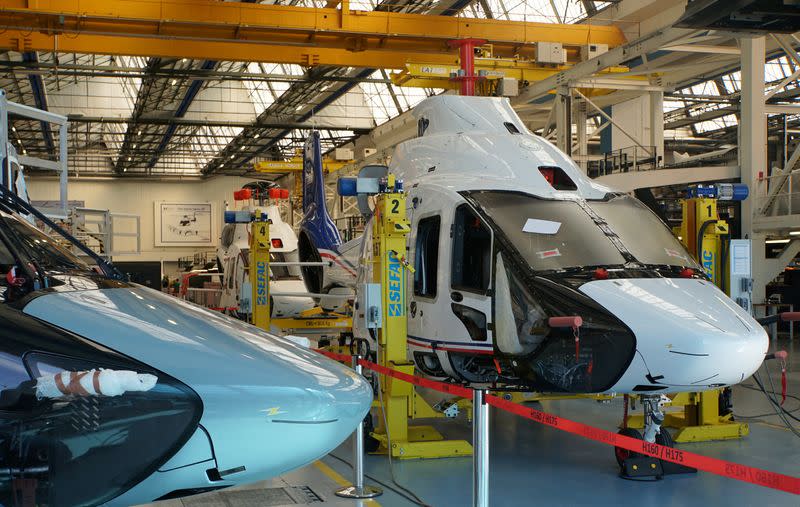 Helicopters being assembled at Airbus Helicopters plant in Marignane