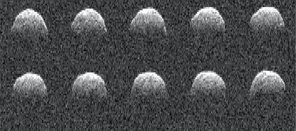 NASA’s Deep Space Network antenna in Goldstone, California, captured these radar images of asteroid Bennu in 1999, when the space rock was still known as 1999 RQ36.