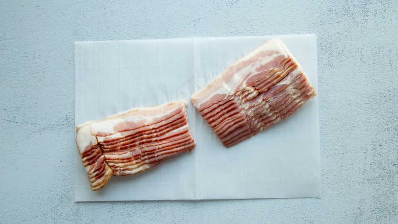 bacon cut in half