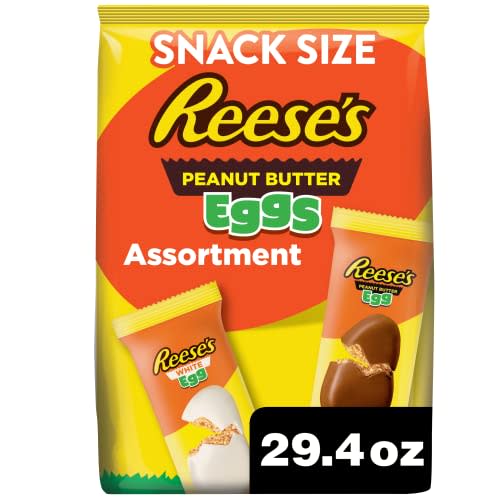 REESE'S Assorted Milk Chocolate, White Creme Peanut Butter Eggs, Easter Candy, 29.4 oz Bag