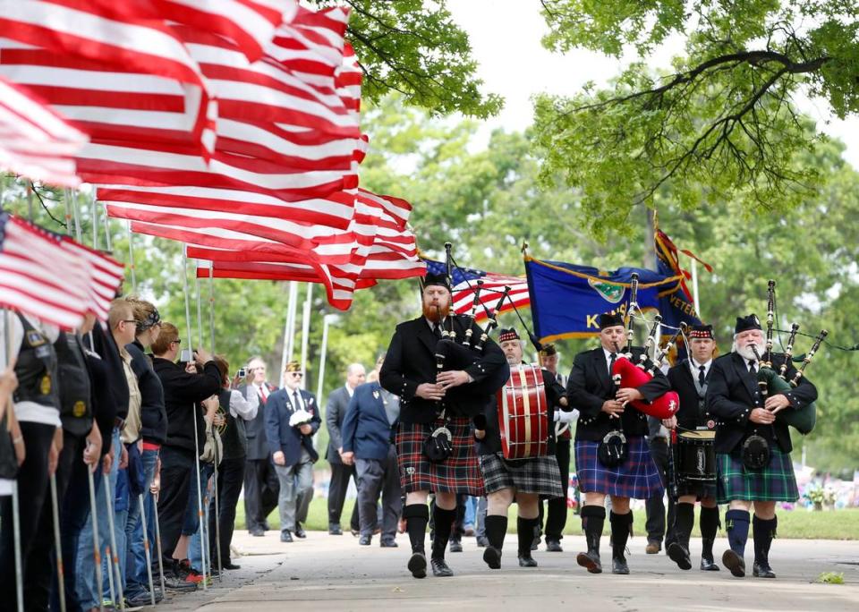 The Scottish Highland Bagpipes open the Memorial Day observance at Resthaven Mortuary & Cemetary in 2015. The River City Pipes and Drums will be at Resthaven this year at 11 a.m. on Memorial Day.