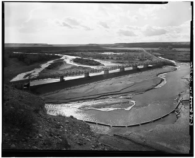 Wind River Diversion Dam Bridge, Spanning Wind River on County Road No. 24, Morton, Wyoming. Photos from Survey HAER WY-75