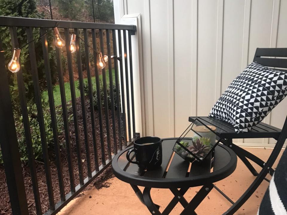 my outdoor patio with chair and small side table in north carolina