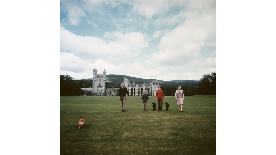 Queen Elizabeth II and Prince Philip, the Duke of Edinburgh with their sons Prince Edward and Prince Andrew (in red) at Balmoral Castle in Scotland, on their Silver Wedding anniversary year, September 1972.  (Photo by Keystone/Hulton Archive/Getty Images)