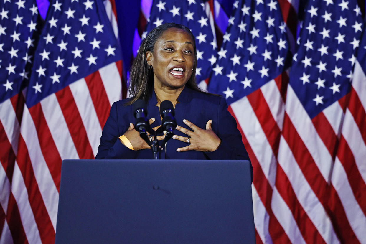 Emily's List President Laphonza Butler address a Biden-Harris campaign rally on June 23, 2023 in Washington, D.C. (Chip Somodevilla / Getty Images file)