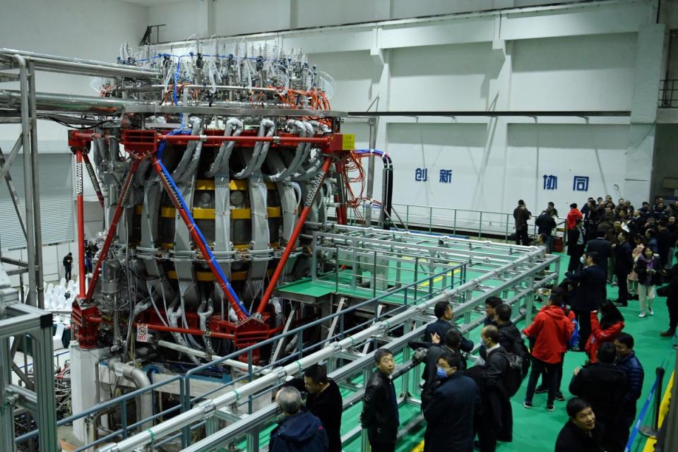 Chinas HL-2M nuclear fusion device, known as the new generation of ‘artificial sun’, is displayed at a research laboratory in Chengdu, in eastern China’s Sichuan province on 4 December, 2020 (AFP via Getty Images)