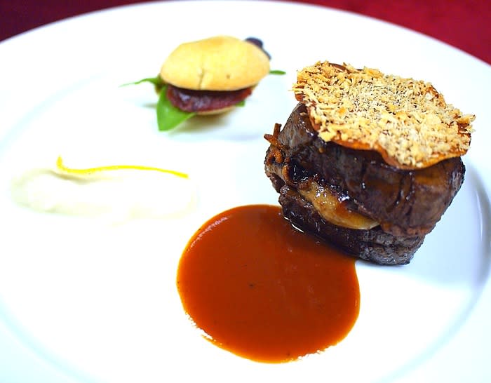 Meat dish: Black angus beef from Nebraska and foie gras tonkatsu-style showcased Chef Michel's modern, open-minded approach in appreciating cultural diversity.