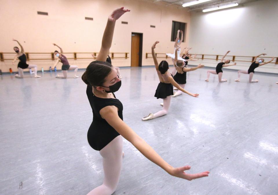 Kaylee Porter rehearses with the Canton Ballet last week for upcoming performances of "The Nutcracker" at the Canton Palace Theatre.