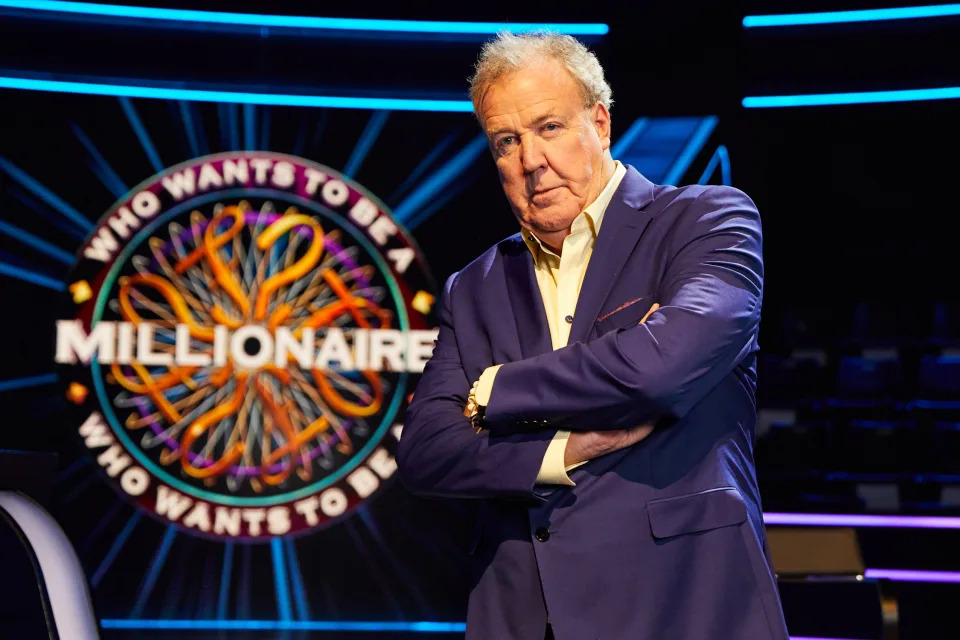 Stellify Media

Who Wants To Pe A Millionaire?: SR39: Ep1 on ITV1

Pictured: Jeremy Clarkson 

This photograph is (C) Stellify Media/Sony and can only be reproduced for editorial purposes directly in connection with the programme or event mentioned above, or ITV plc. Any subsequent usage may incur a fee. This photograph must not be manipulated [excluding basic cropping] in a manner which alters the visual appearance of the person photographed deemed detrimental or inappropriate by ITV plc Picture Desk. This photograph must not be syndicated to any other company, publication or website, or permanently archived, without the express written permission of ITV Picture Desk. Full Terms and conditions are available on the website www.itv.com/presscentre/itvpictures/terms

For further information please contact:
liberty.warner@itv.com                            