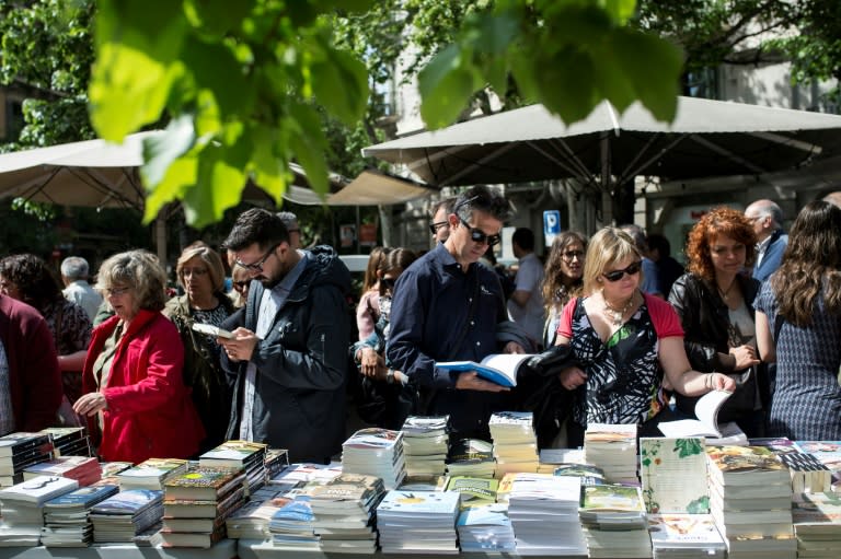 Traditionally men give women roses and women give men a book to celebrate the Catalan holiday