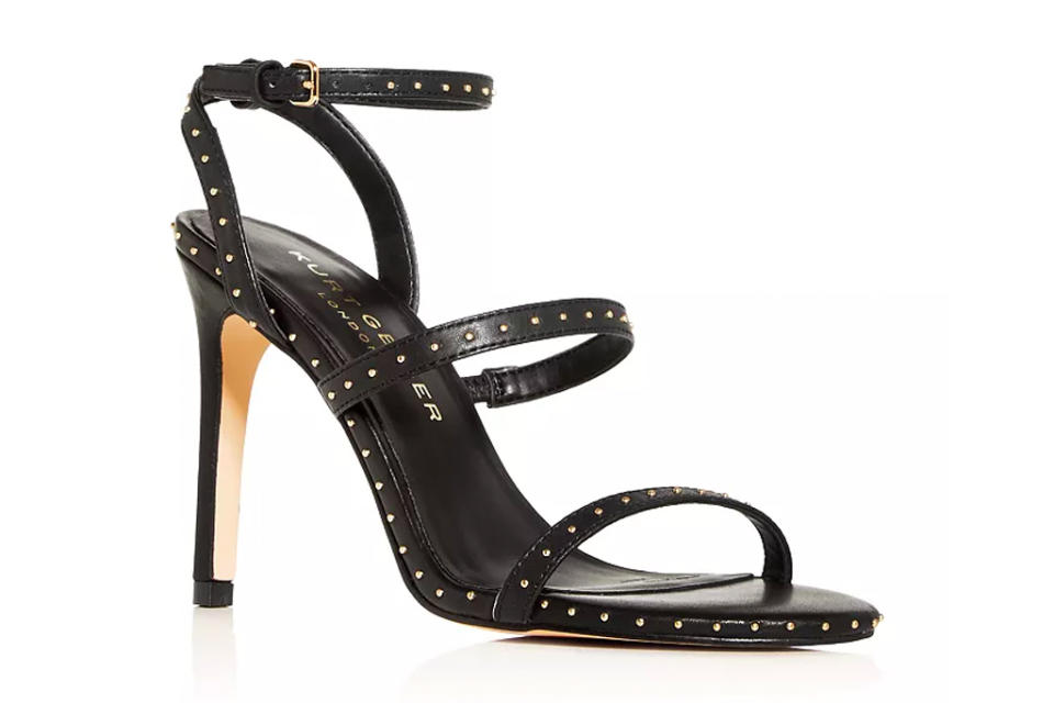 sandals, shoes, heels, black, nude, studded, kurt geiger london