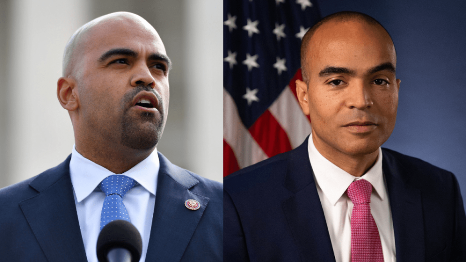 (Left to right) U.S. Rep. Colin Allred, who is running for the Democratic nomination for the U.S. Senate in Texas, and former U.S. attorney Nick Brown, who is vying to become attorney general in Washington state. (Photo credit: Getty, U.S. Attorney’s Office)