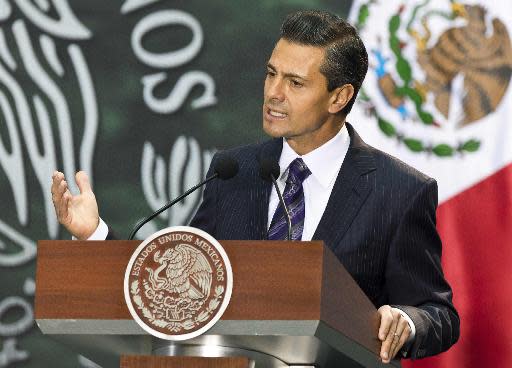 El presidente de México Enrique Peña Nieto el 13 de enero de 2014 en el Palacio Nacional de Ciudad de México (AFP | Omar Torres)