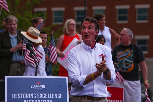 Republican gubernatorial candidate Glenn Youngkin gives a speech on his opposition to the teaching of critical race theory in Ashburn, Virginia, on June 30. (Photo: Michael Blackshire/The Washington Post via Getty Images)