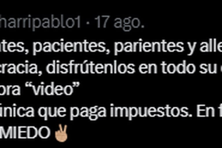 El mensaje de Pablo Echarri luego de que se viralizara el video que se grabó tres meses atrás (Foto: Twitter @echarripablo1)