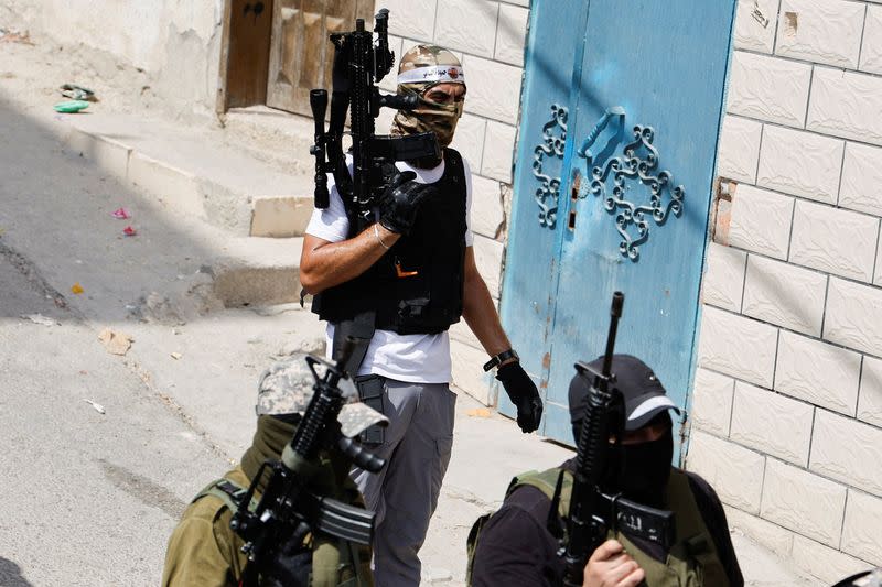 Funeral of Palestinian who was killed in an Israeli raid, in the Israeli-occupied West Bank