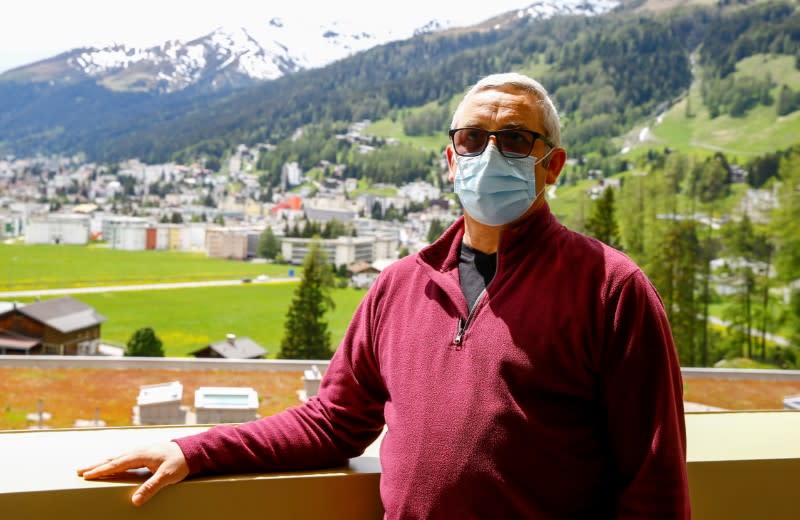 A long-COVID-19 patient of the Hochgebirgsklinik Davos is seen during an interview in Davos