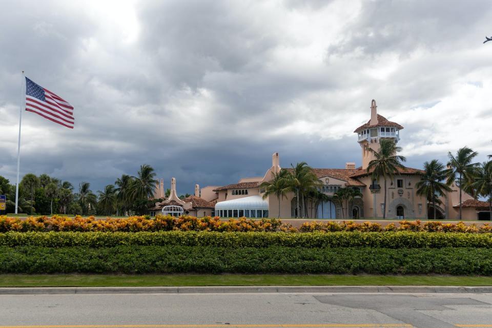 Mar-a-Lago is seen on Aug. 16, 2022. <a href="https://media.gettyimages.com/photos/maralago-is-seen-august-16-2022-a-week-after-the-fbi-raided-the-home-picture-id1242585654?s=2048x2048" rel="nofollow noopener" target="_blank" data-ylk="slk:Nathan Posner/Anadolu Agency via Getty Images;elm:context_link;itc:0;sec:content-canvas" class="link ">Nathan Posner/Anadolu Agency via Getty Images</a>