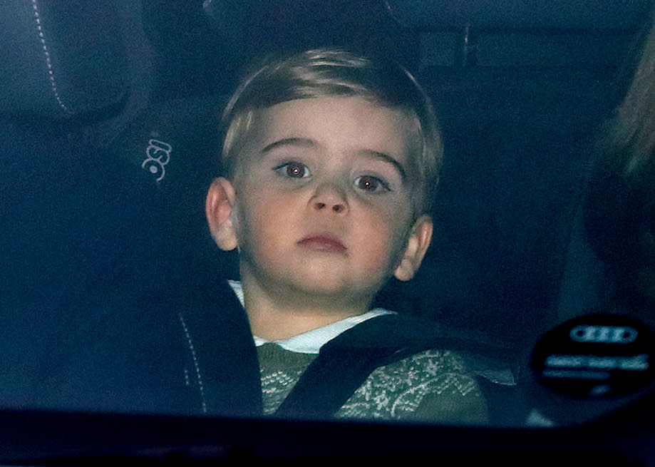 LONDON, UNITED KINGDOM - DECEMBER 18: (EMBARGOED FOR PUBLICATION IN UK NEWSPAPERS UNTIL 24 HOURS AFTER CREATE DATE AND TIME) Prince Louis of Cambridge attends a Christmas lunch for members of the Royal Family hosted by Queen Elizabeth II at Buckingham Palace on December 18, 2019 in London, England. (Photo by Max Mumby/Indigo/Getty Images)