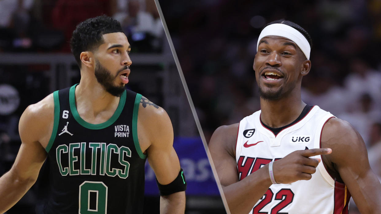  (L, R) Jayson Tatum and Jimmy Butler will face off in the Game 4 Celtics Vs. Heat live stream 