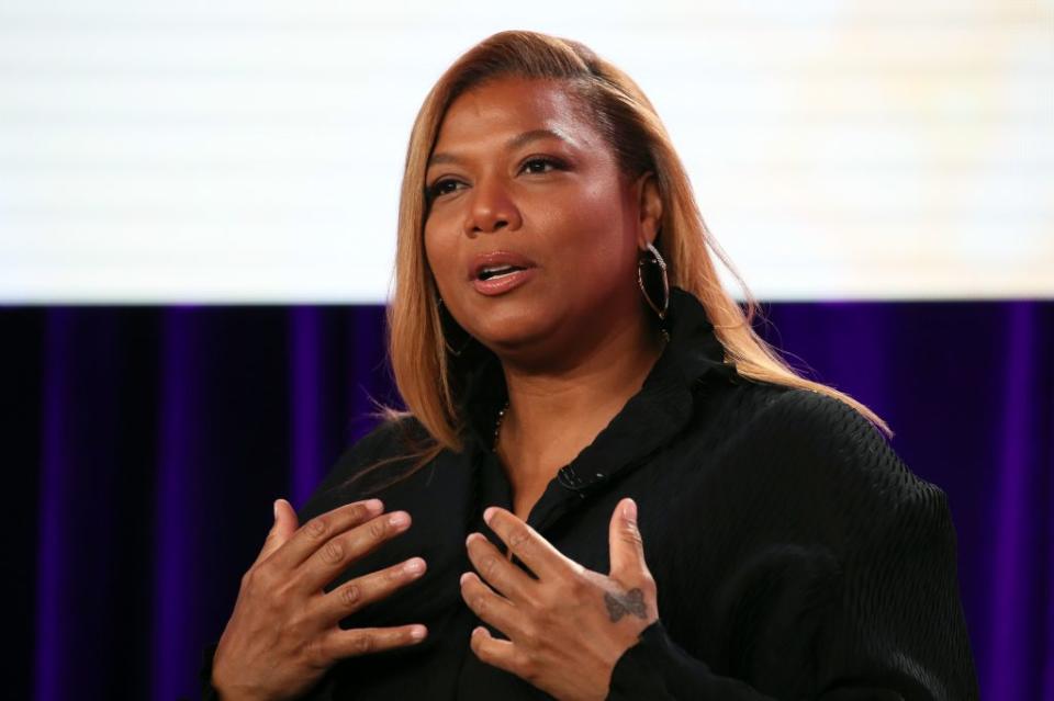 PASADENA, CALIFORNIA – JANUARY 18: Queen Latifa of “The Clark Sisters: First Ladies of Gospel” speaks during the Lifetime segment of the 2020 Winter TCA Tour at The Langham Huntington, Pasadena on January 18, 2020 in Pasadena, California. (Photo by David Livingston/Getty Images)