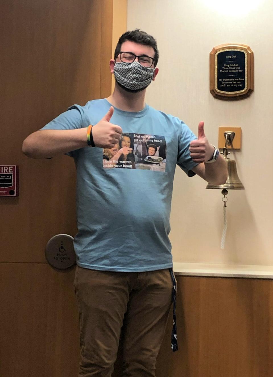 Eddie Stuczynski, a Neenah High School graduate who was diagnosed with myxoid chondrosarcoma in 2020, had his final treatment Jan. 13, 2021.