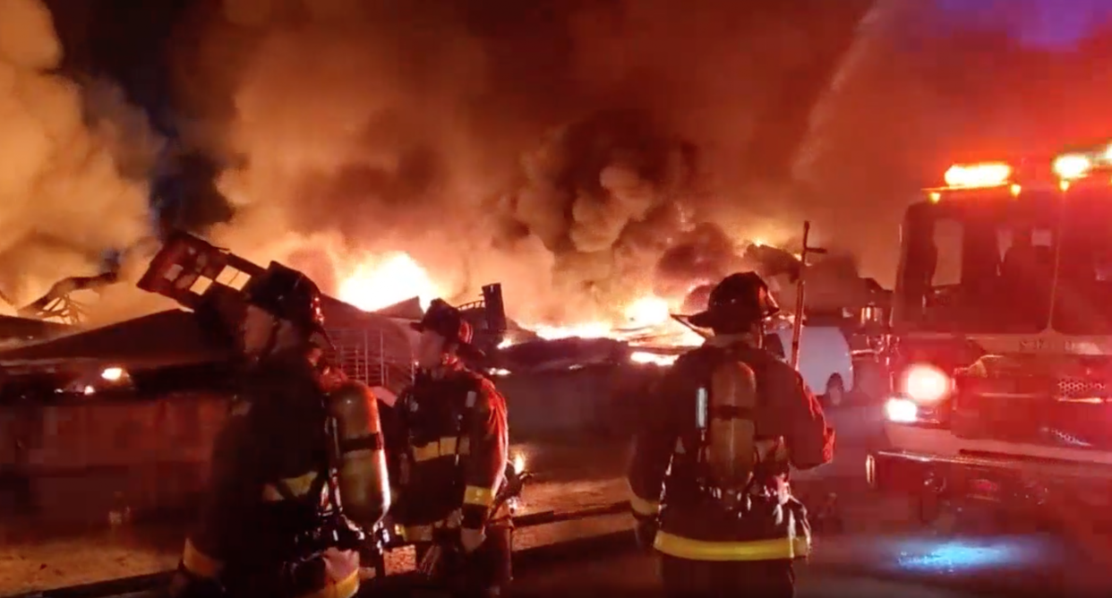 A raging fire ripped through warehouses at San Francisco's Pier 45 in the early hours of Saturday morning: NBC Bay Area