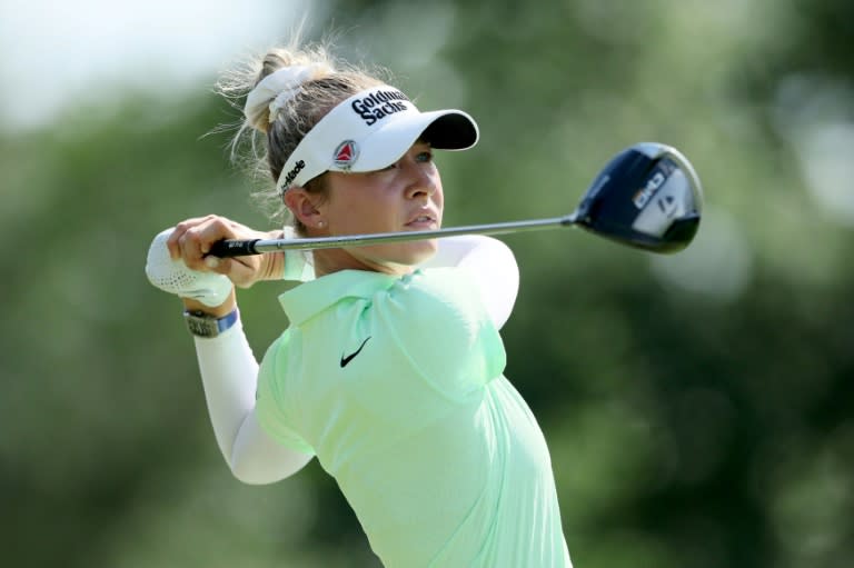 L'Américaine Nelly Korda, N.1 mondiale, lors du Chevron Championship, premier Majeur de la saison sur le circuit LPGA, le 18 avril 2024 au Texas (ANDY LYONS)