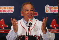 BOSTON, MA - DECEMBER 01: Bobby Valentine speaks during a press conference introducing him as the new manager of the Boston Red Sox at Fenway Park on December 1, 2011 in Boston, Massachusetts. (Photo by Elsa/Getty Images)