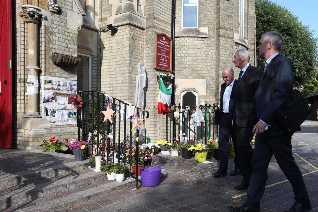 Sir Martin Moore-Bick arrives to speak to Grenfell Tower residents at Notting Hill Methodist Church: PA