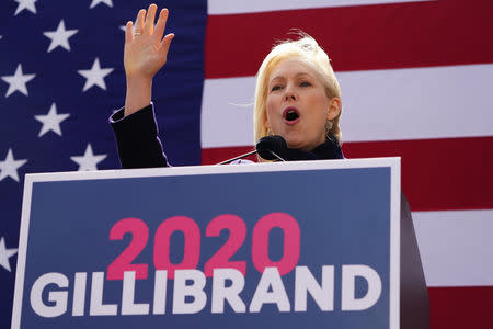 Democratic 2020 U.S. presidential candidate and U.S. Senator Kirsten Gillibrand (D-NY) speaks during her campaign kick off event in New York, New York, U.S., March 24, 2019. REUTERS/Carlo Allegri