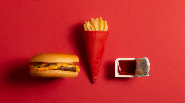 Mcdonald's sauce with burger and fries
