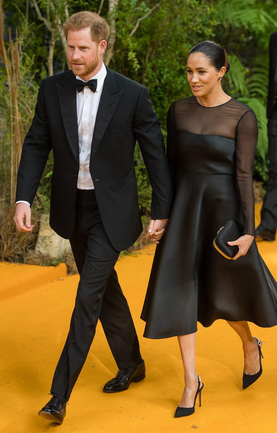 Prince Harry, Duke of Sussex and Meghan, Duchess of Sussex attend "The Lion King" European Premiere at Leicester Square on July 14, 2019 in London, England