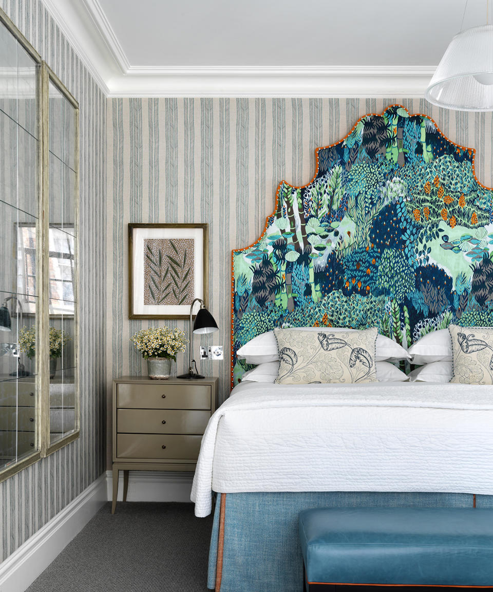 Kit Kemp-designed bedroom suite in her Firmdale Hotel