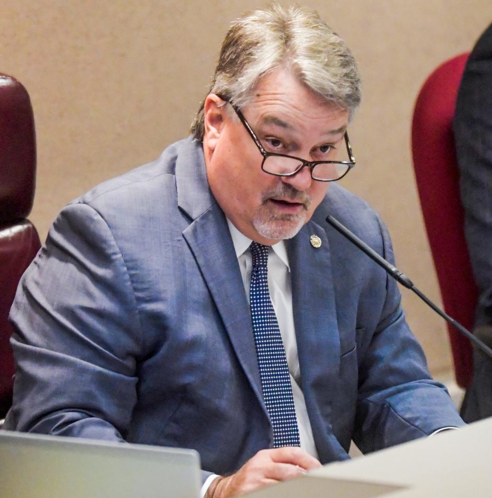 Speaker of the House Nathaniel Ledbetter in the house chamber at the Alabama Statehouse in Montgomery, Ala, on Tuesday May 23, 2023.