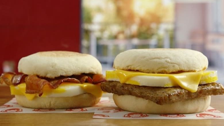 Two Wendy's breakfast sandwiches