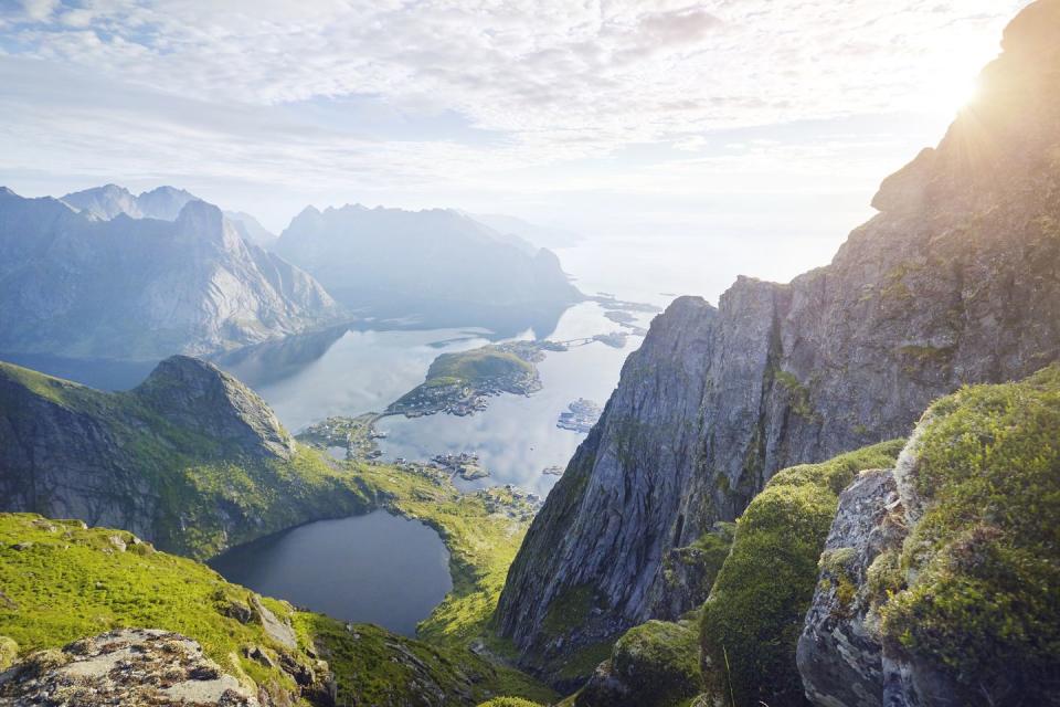 12) The Lofoten village of Riene viewed from the surrounding mountains