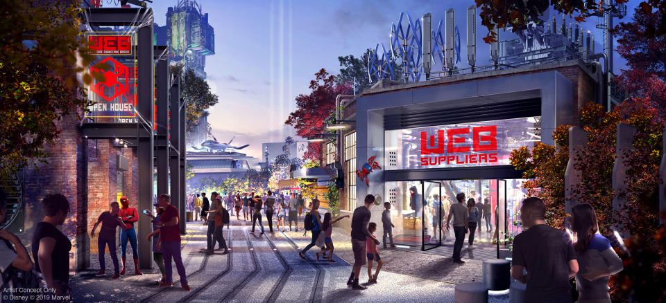 The Avengers Campus will have the first Disney ride-through attraction to feature Spider-Man. (Disney/Marvel)