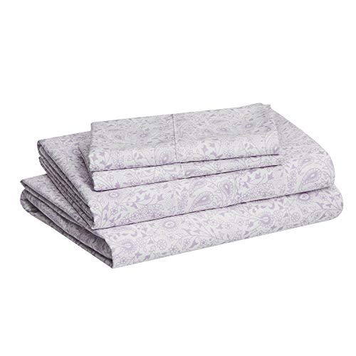 Amazon Basics Microfiber Sheet Set, Full, Lavender Paisley