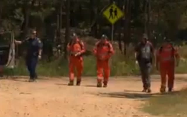 Police and local SES members did line searches in bushland on Saturday. Source: 7 News.