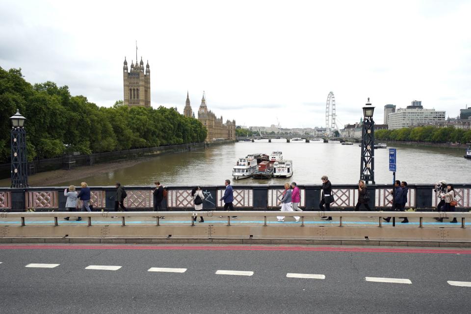 Members of the public in the queue on Lambeth Bridge (PA)