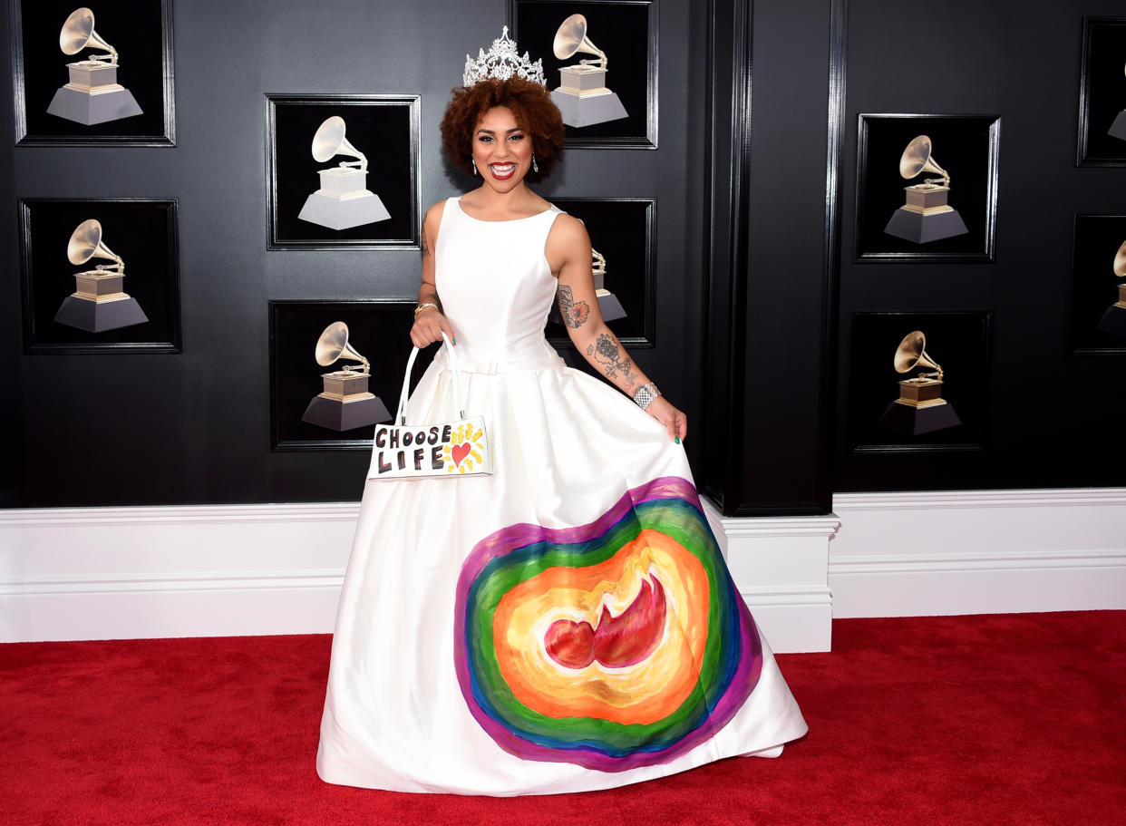 Kleid mit politischer Aussage: Joy Villa ist gegen Abtreibung. (Bild: AP Photo)