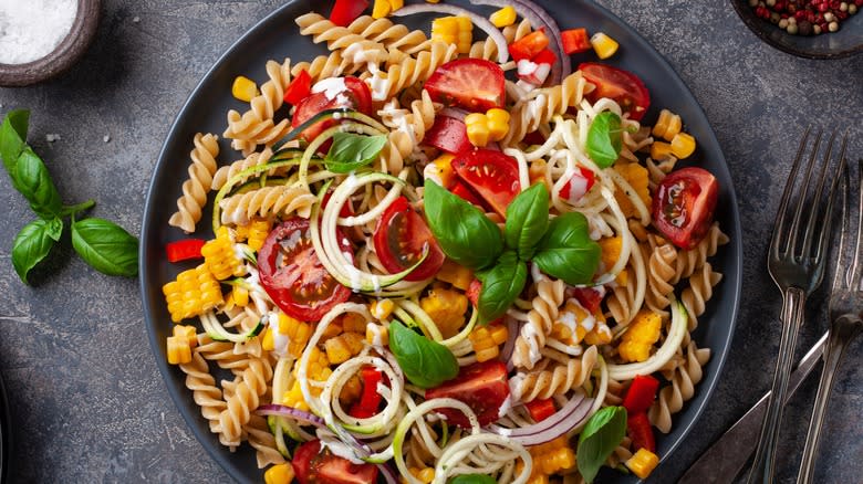 Pasta salad with corn