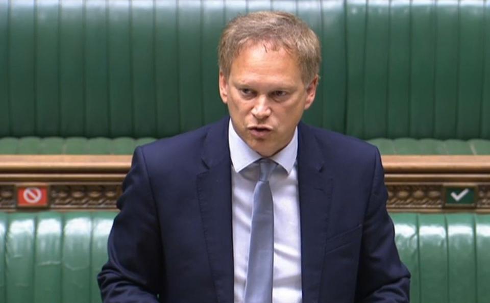 Transport Secretary Grant Shapps speaking in the House of Commons (PA)