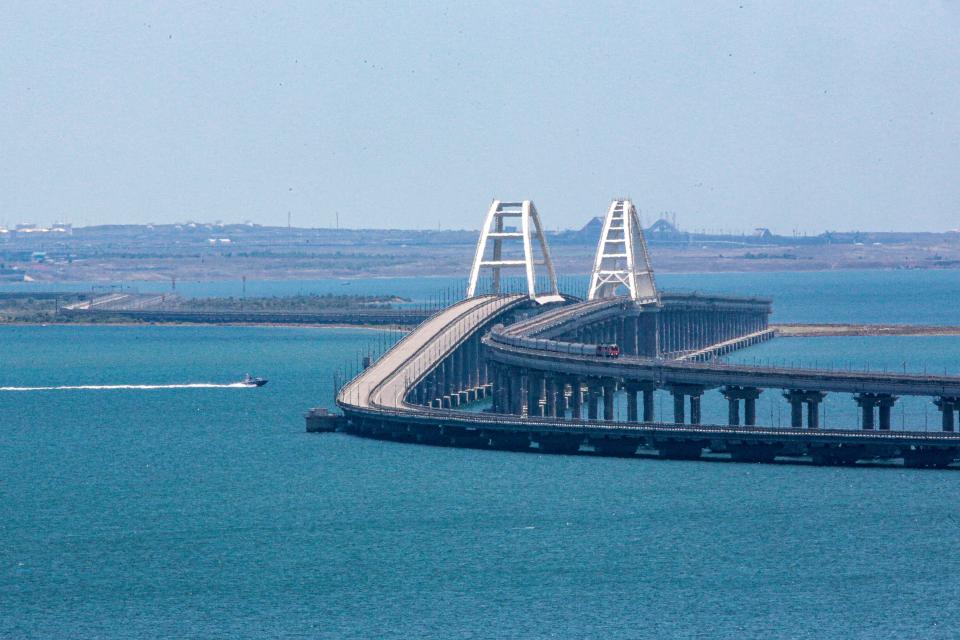 The Crimean Bridge connects the Russian mainland and the Crimean peninsula over the Kerch Strait not far from Kerch, Crimea (Copyright 2023 The Associated Press. All rights reserved)