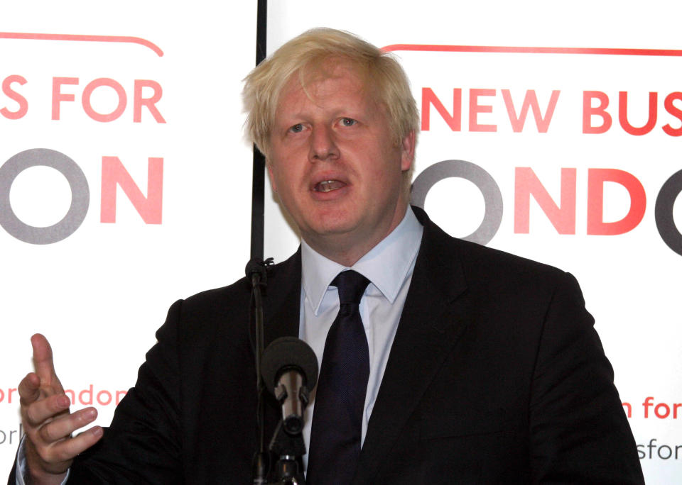 Mayor of London, Boris Johnson during his press conference at the London Transport Museum in central London. London mayor Boris Johnson launched a competition today to design a possible new "green" replacement for the "much missed" jump-on, jump-off double-decker Routemaster bus. The red driver-and-conductor Routemasters were withdrawn from regular service in 2005.