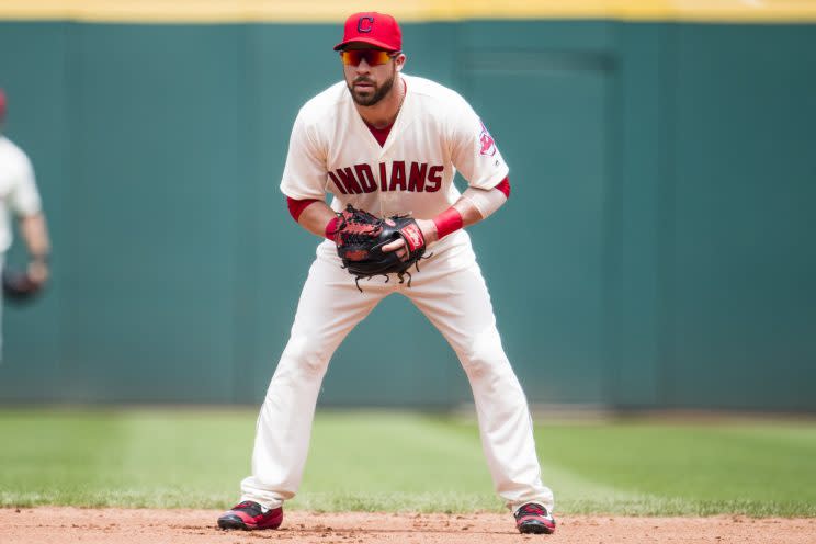 Jason Kipnis sporting Cleveland's cream alternates in 2016. (Getty Images/Jason Miller)