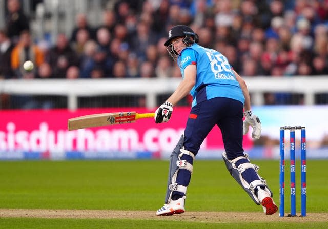 England’s Harry Brook hits the ball to fine leg against Australia