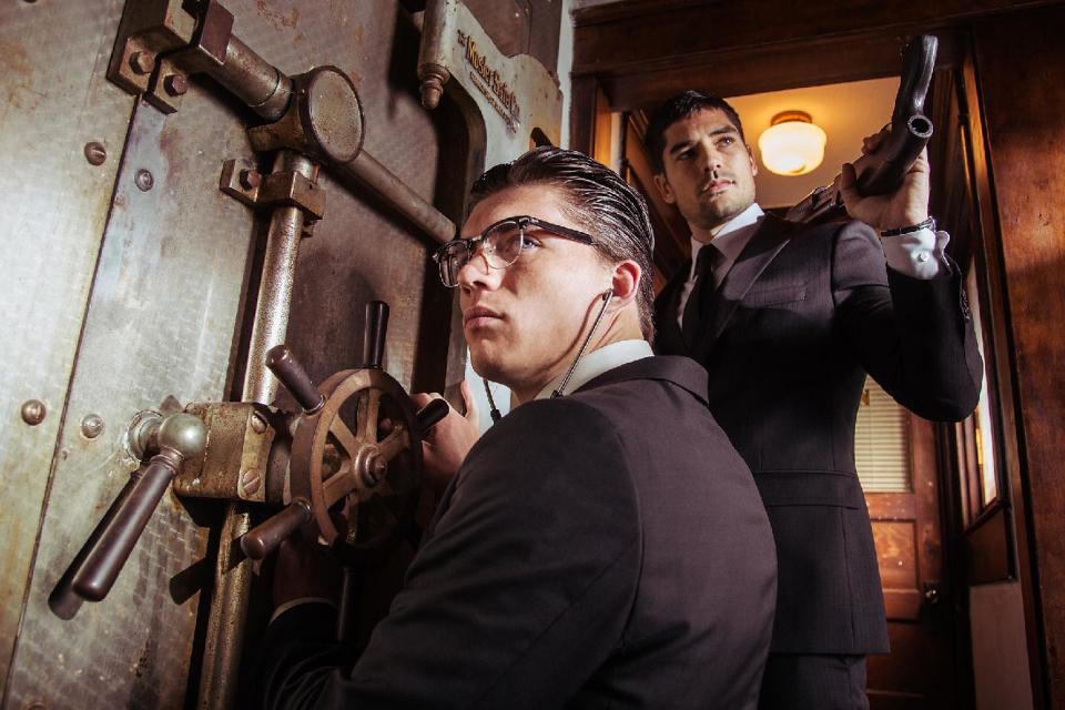 This image released by the El Rey Network shows Zane Holtz as Richie Gecko, left, and D.J. Cotrona as Seth Gecko in a scene from "From Dusk Till Dawn: The Series," premiering Tuesday, March 11, 2014, at 9 p.m. EDT. (AP Photo/El Rey Network)